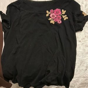 black floral blouse